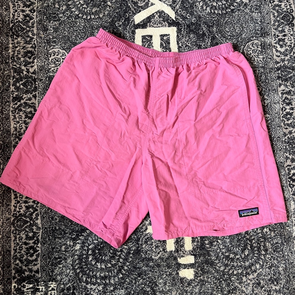 Patagonia Baggies long 7 inch nylon shorts pink medium mens